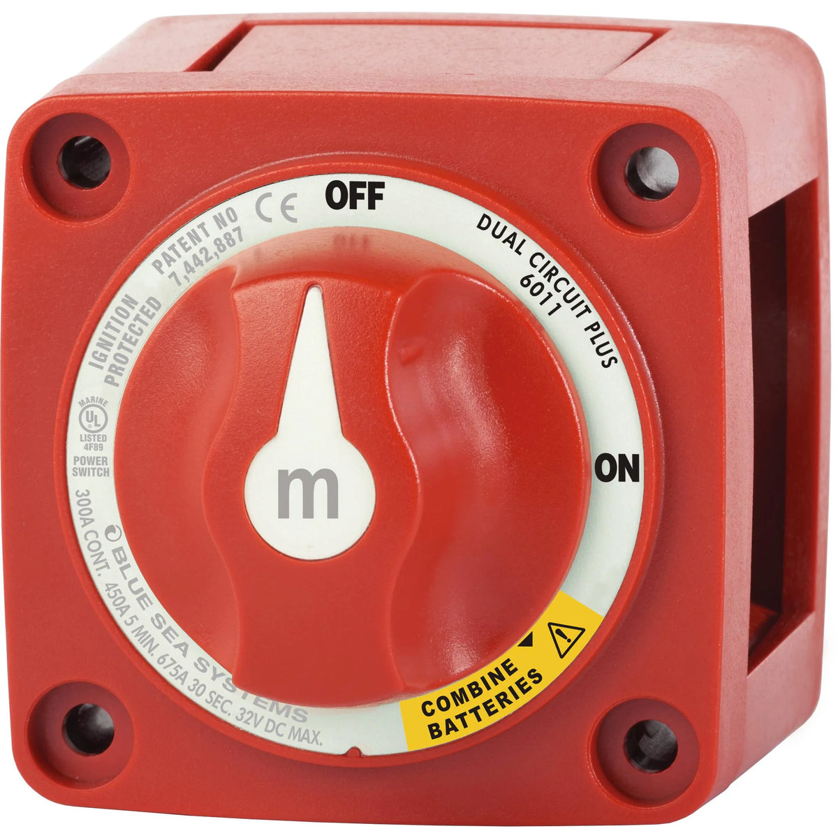Blue Sea Systems m-Series Mini Dual Circuit Plus Battery Switch, 32V DC, 300A, 3 Position