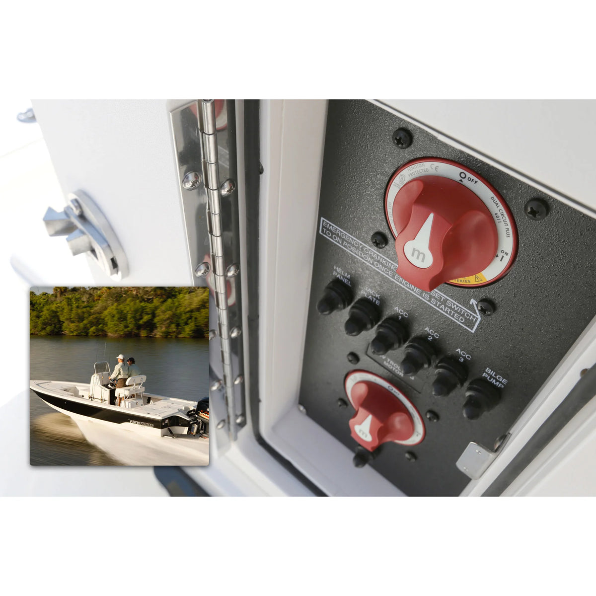 Blue Sea Systems m-Series Mini Dual Circuit Plus Battery Switch, 32V DC, 300A, 3 Position