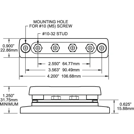 Blue Sea Systems MiniBus Common BusBar, 100A, 300V AC, 48V DC, Tin-Plated Copper Bus