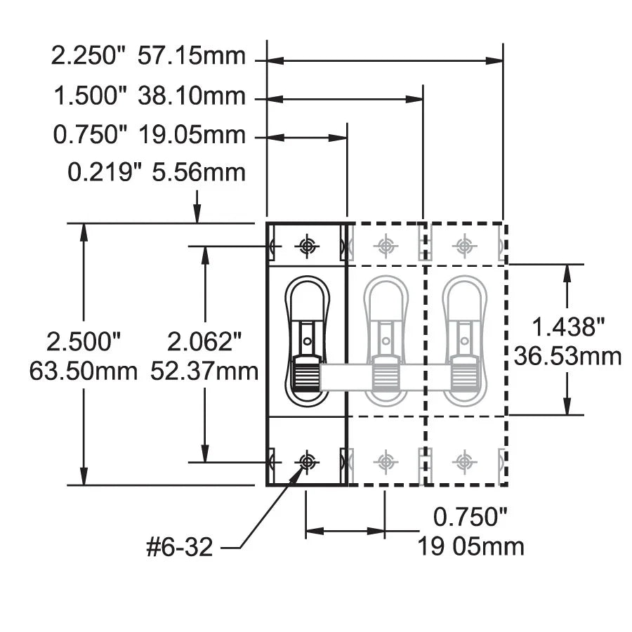 Blue Sea Systems C-Series White Toggle Circuit Breaker, Triple Pole, Magnetic Hydraulic Trip Free, 65V DC