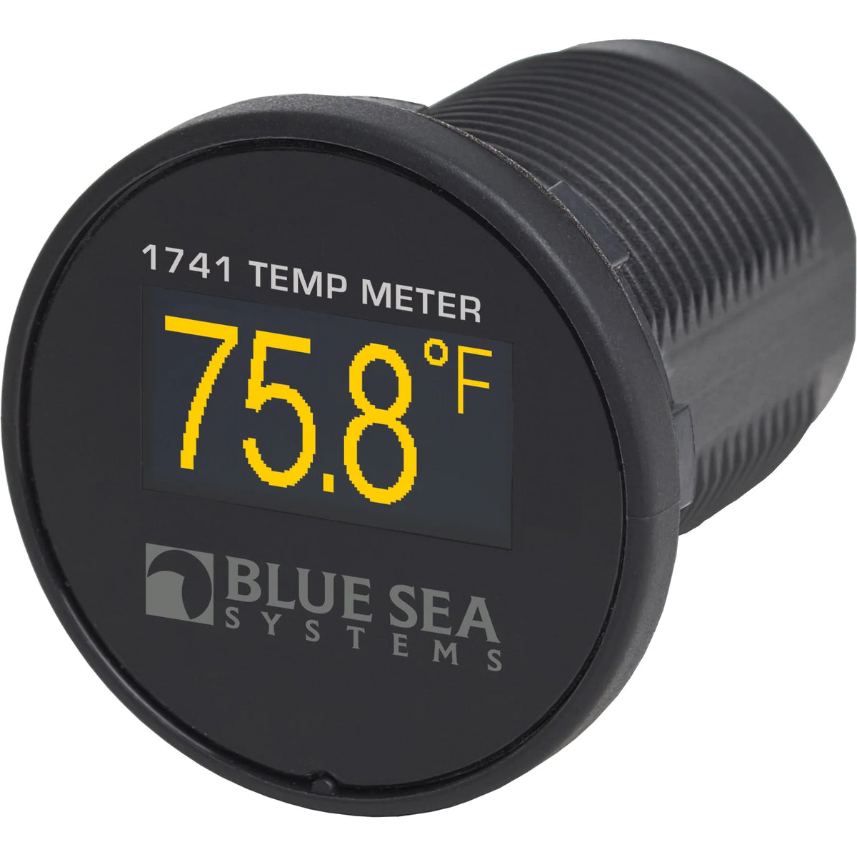 Blue Sea Systems Mini OLED Temperature Monitor, 12V/24V DC, 1-1/8 in Hole Mount, -40°F to 250°F