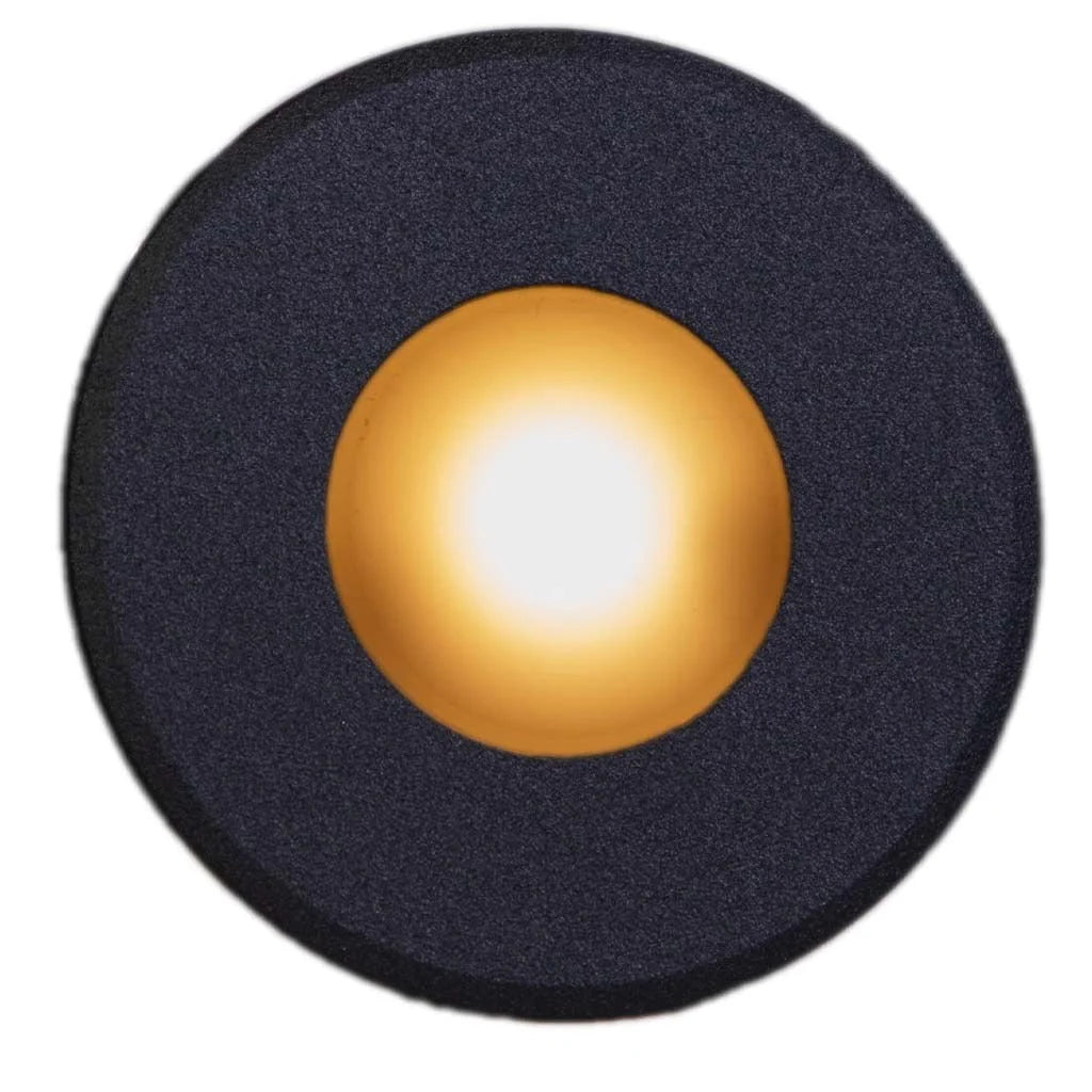 Plash Gravity LED Deck Light, Warm White Light, Black Housing, IP67, 1.2W