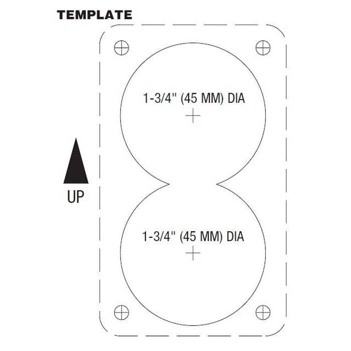 Jabsco Dual Rocker Switch Panel, For 37045/37245 Quiet Flush Toilets, 57mm x 95mm