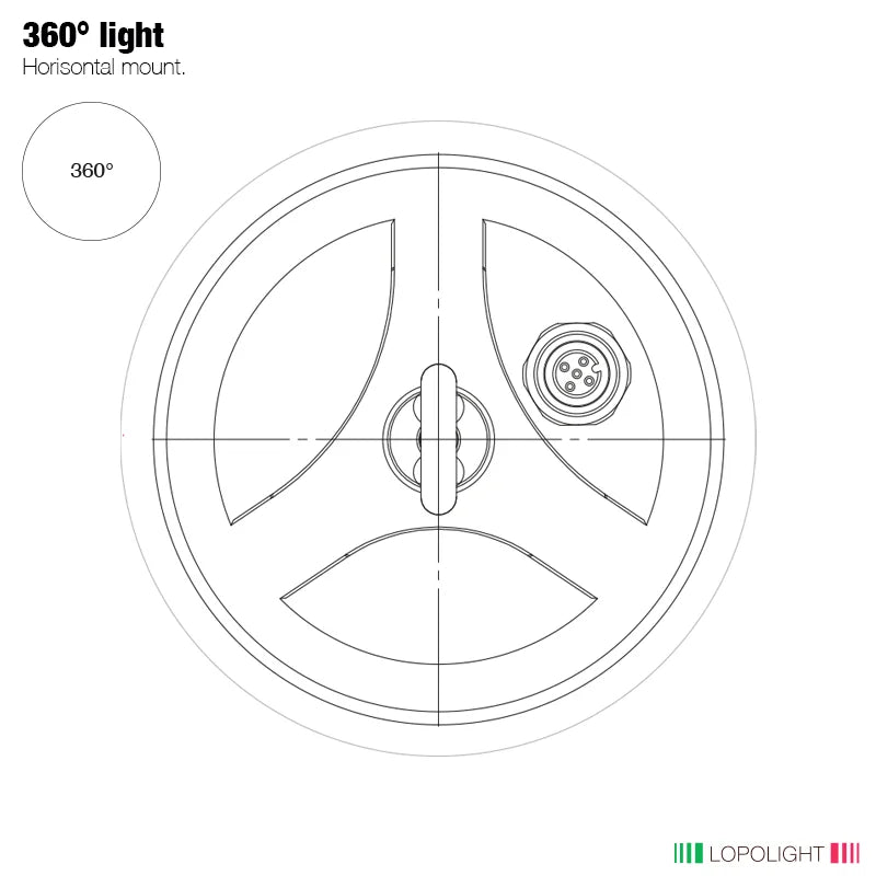 Lopolight Anchor Light, 2nm, 360° White Light, Hoistable, Horizontal Mount