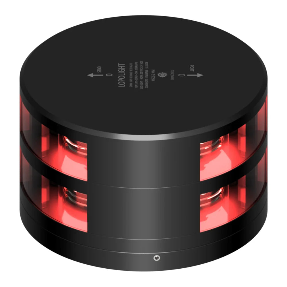 Lopolight Double Red LED Navigation Light, 2nm, 180°, FB Base