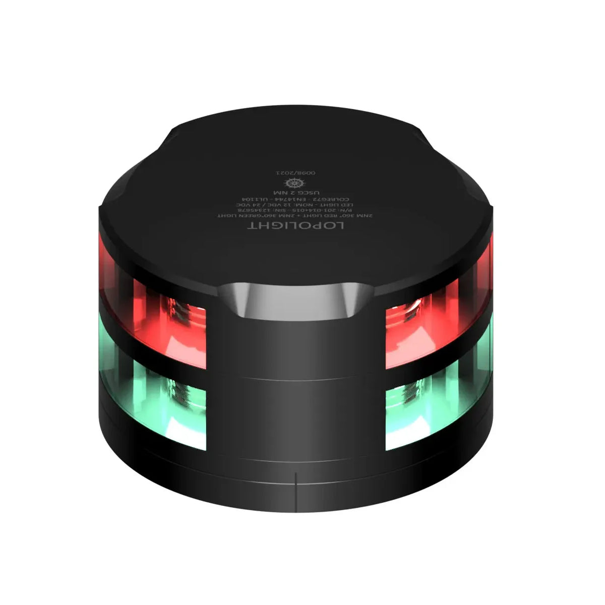 Lopolight Red and Green LED Navigation Light, 2 NM, Black Housing