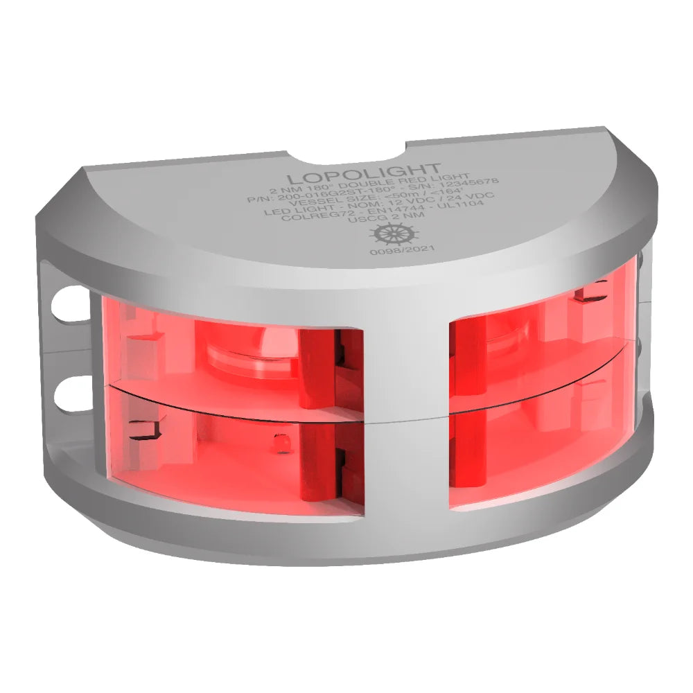 Lopolight Double Red LED Navigation Light, 3nm, 180°, 10-32VDC