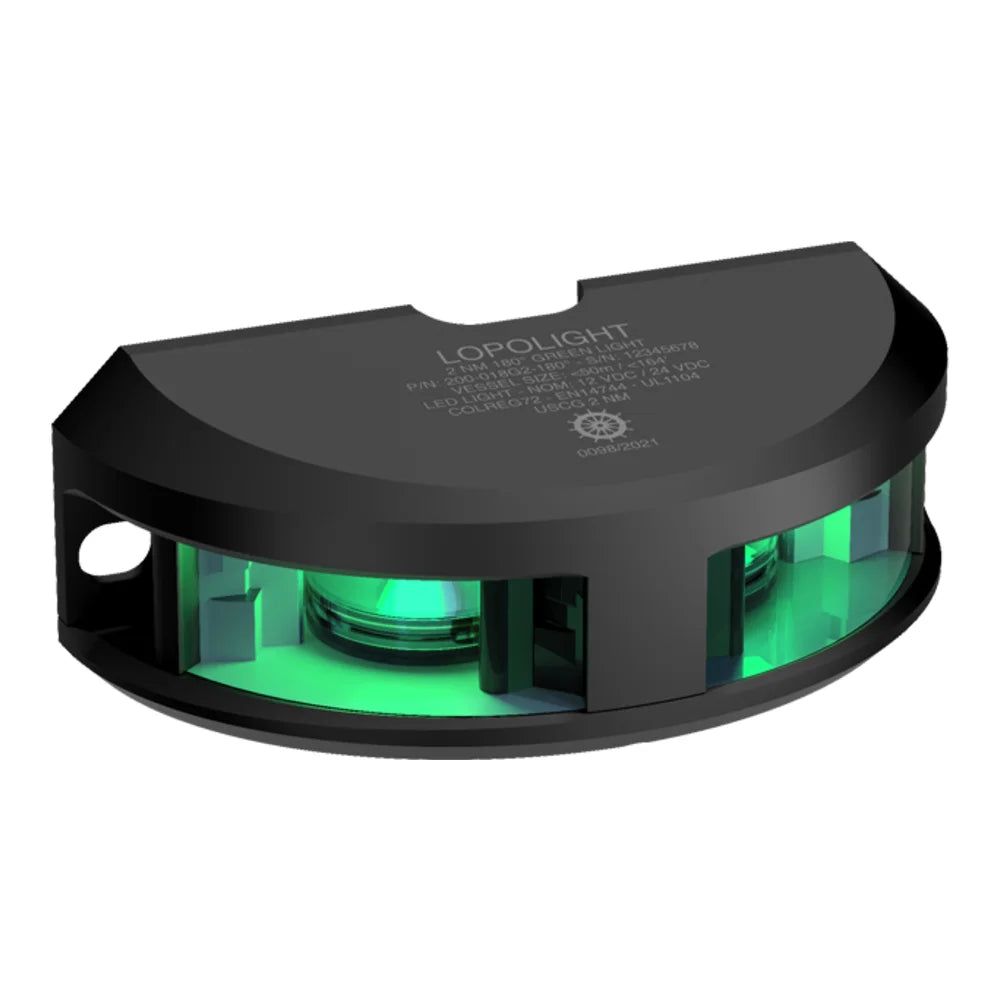 Lopolight Green LED Navigation Light, 3nm, 180°, 6m Cable