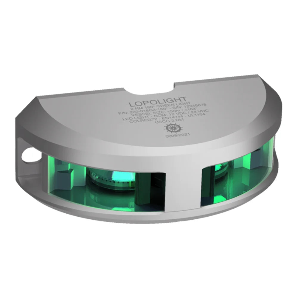 Lopolight Green LED Signal Light, 3nm, 180°, 10-32VDC, IP68