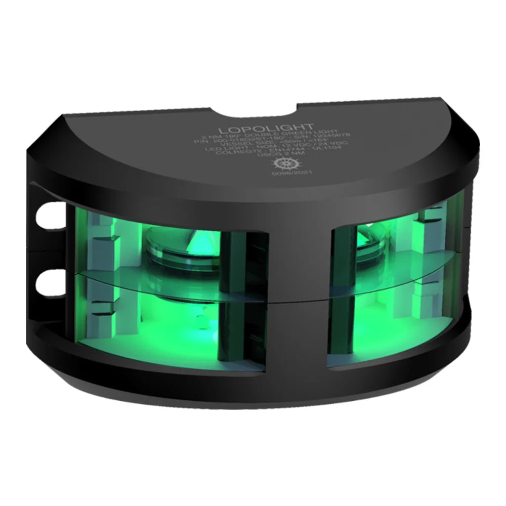 Lopolight Double LED Signal Light, 3nm, 180° Green Light, 20m Cables