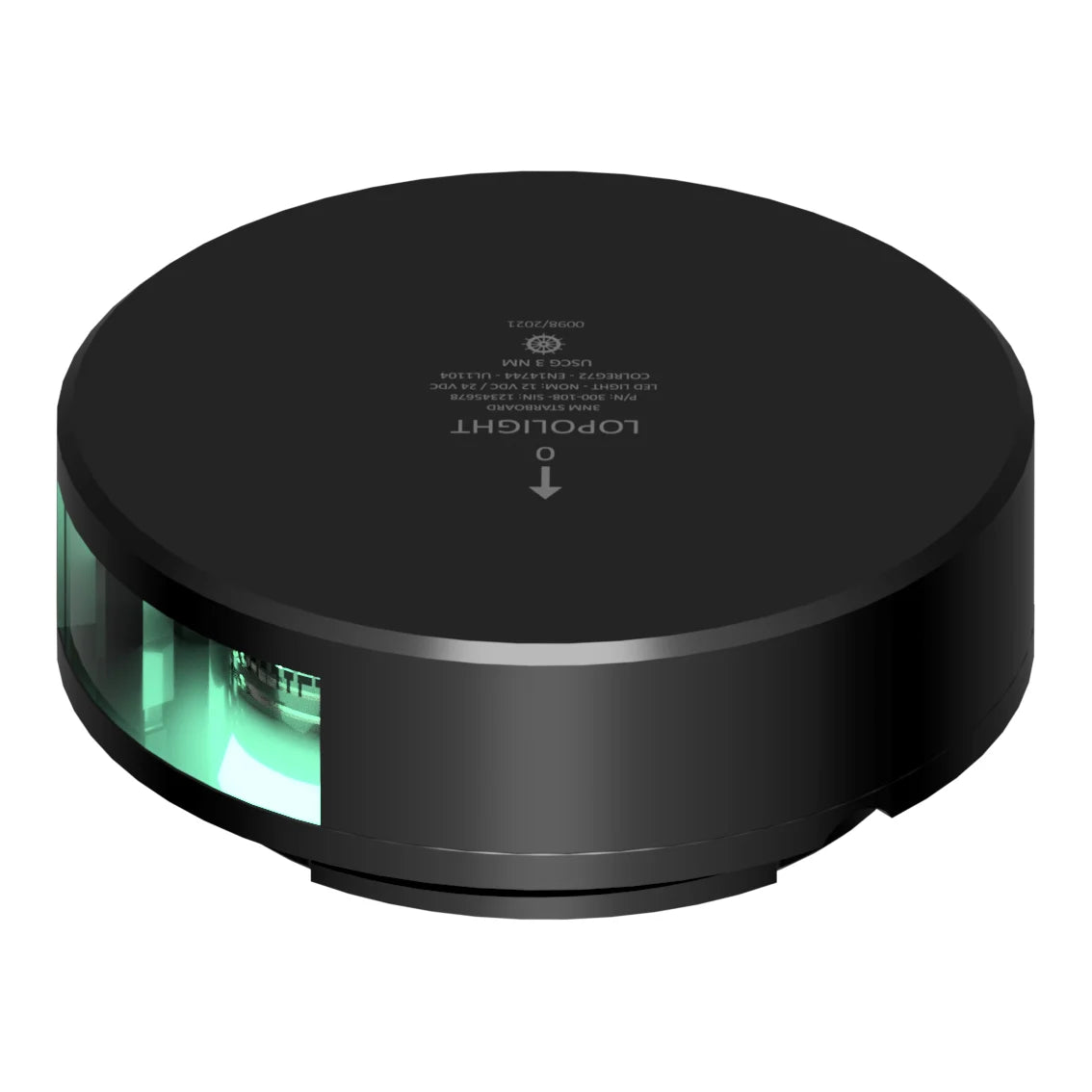 Lopolight Starboard Navigation Light, 2 NM, 112.5° Green Light