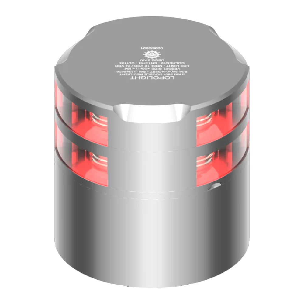 Lopolight Double Red LED Navigation Light, 3nm, 360°, 10-32VDC