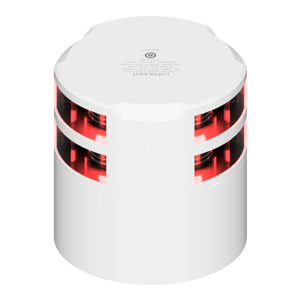 Lopolight Double 360° Red LED Navigation Light, 3nm, White Ceramic Finish