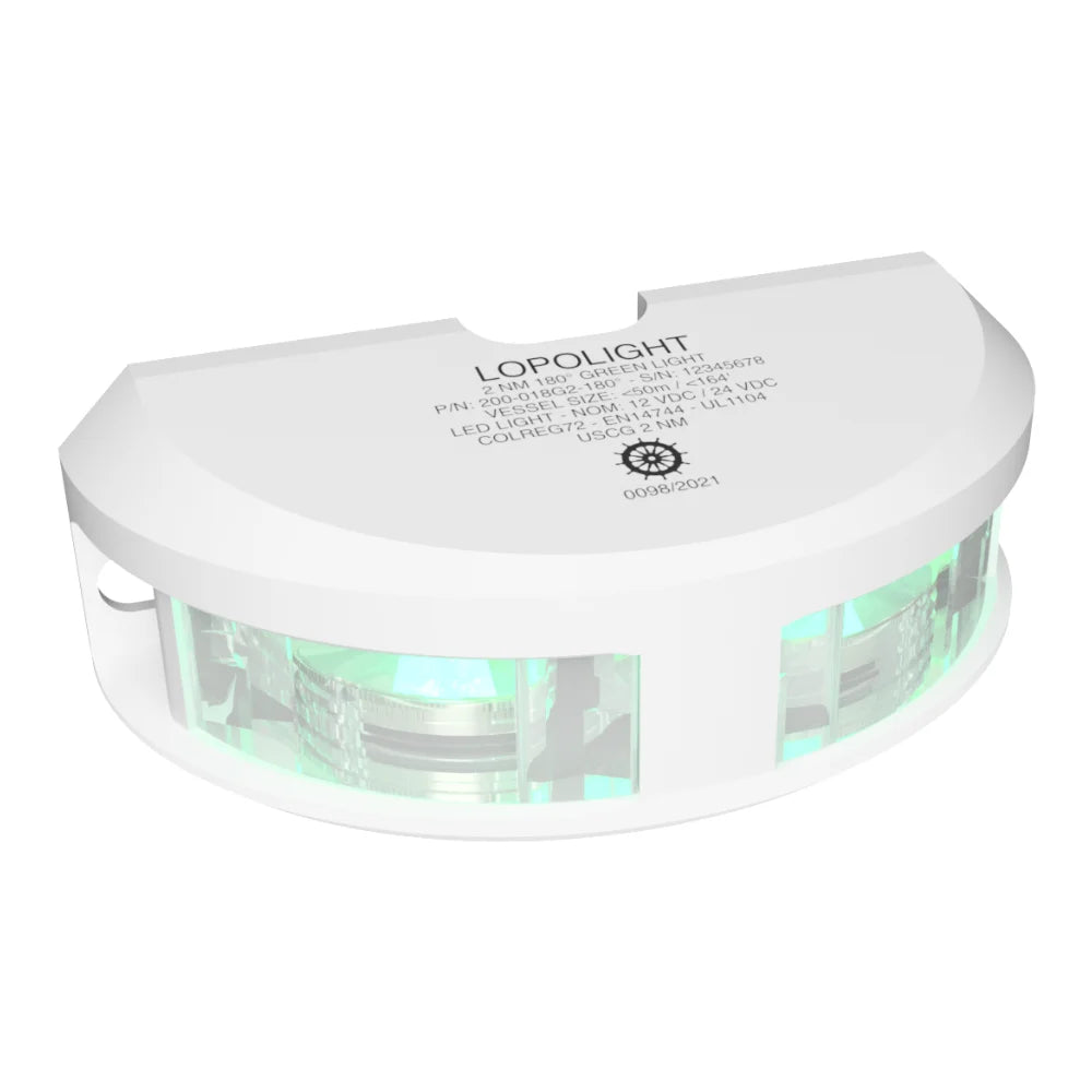 Lopolight Green LED Signal Light, 3nm, 180°, 10-32VDC, IP68