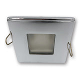 Mega LED - Anafi Square Downlight Fixture - For G4 LED Bulb Chromed Brass Trim And Frosted Glass