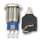 Mega LED - Key Switch Button - Stainless Steel Key Switch For 12V or 24V DC, 5A 250V Contacts (32356)