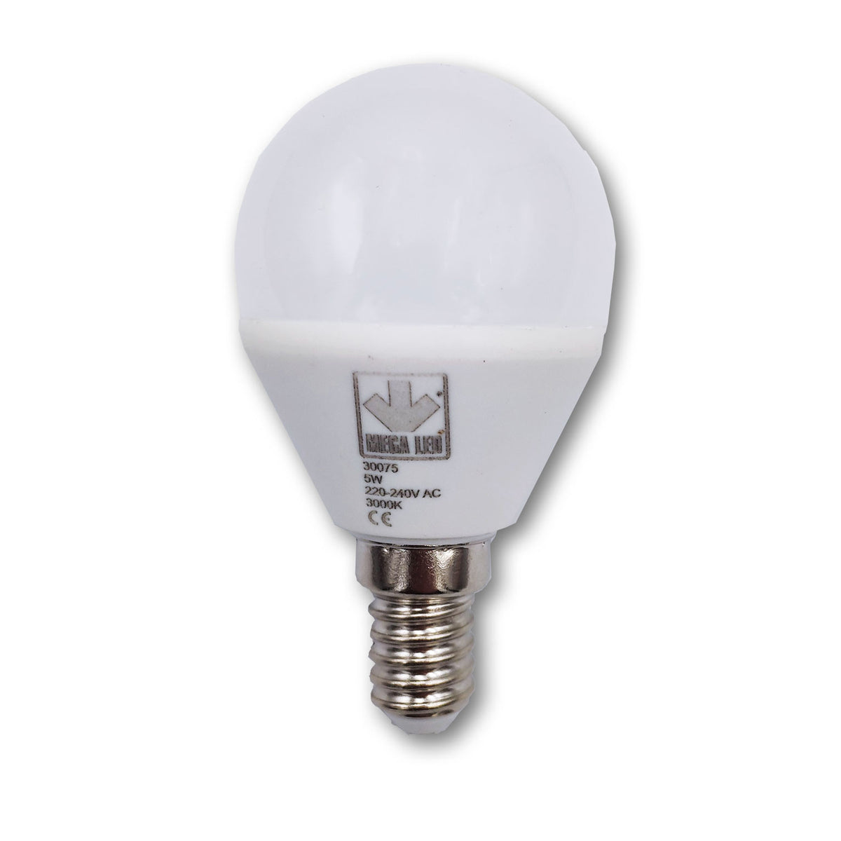 Mega LED - LED Replacement Bulb - E14 Type, 5.0 Watt, 500 Lumens, 220-240V AC, Beam Angle 200º, 3000K (30075)