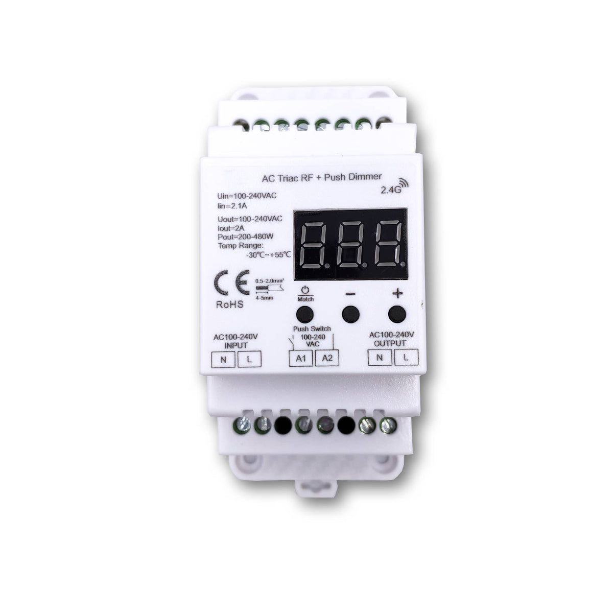 Mega LED - Electronic TRIAC Dimmer - For RF Remote, Input 100-240V AC, 2A Max For 1 Channel (32519)