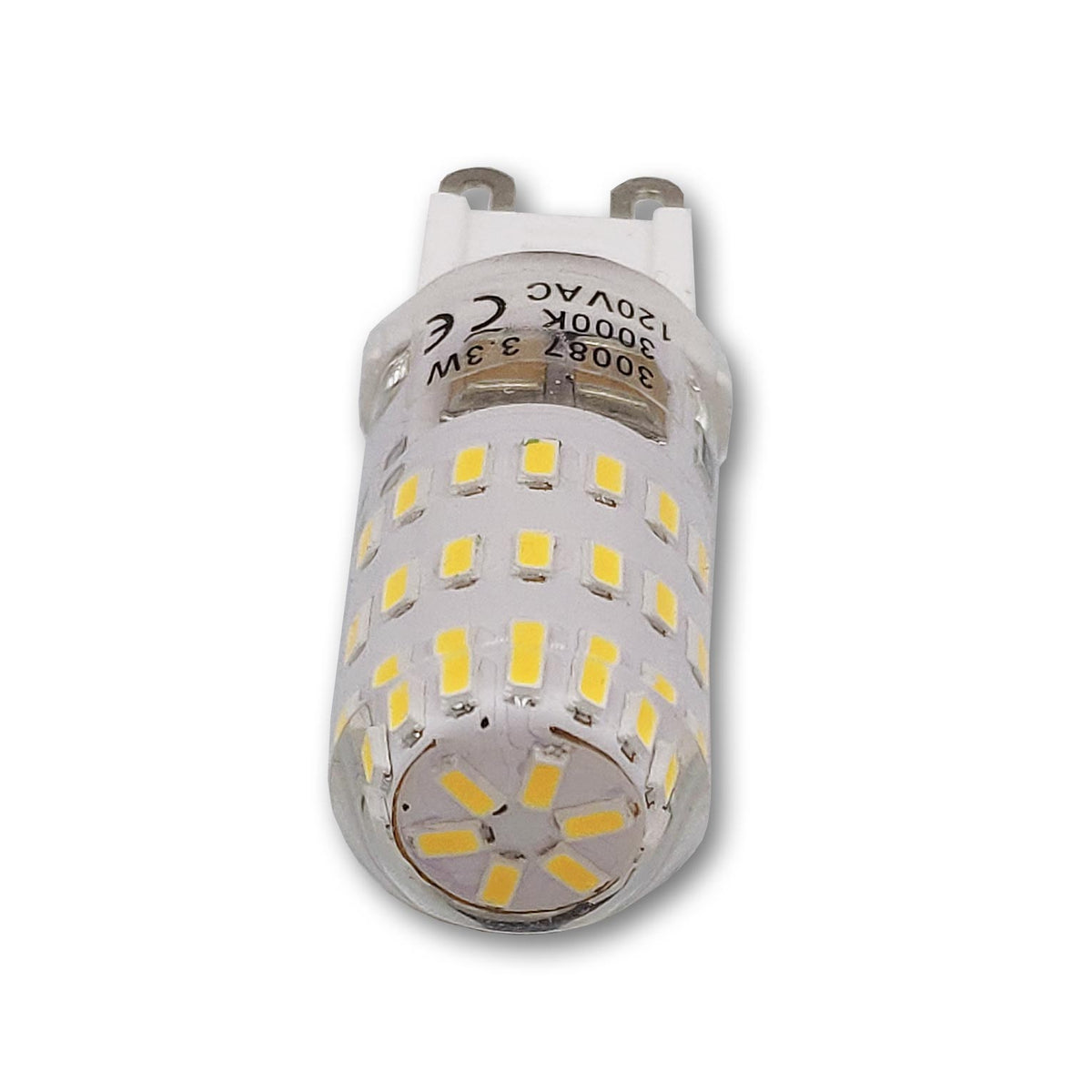 Mega LED - LED Replacement Bulb - G9 Type, 3.3 Watt, 375 Lumens, 120V AC, Beam Angle 360°, Warm White 3000K (30087-120)