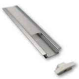 Mega LED - Slim Recessed Aluminum Profile - Standard Frosted Cover, Length 2 Meters (30210)