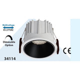Mega LED - LED Downlight - 12W, Antiglare Recessed Ceiling Light, Beam Angle 36º, 85-277V AC (34114)