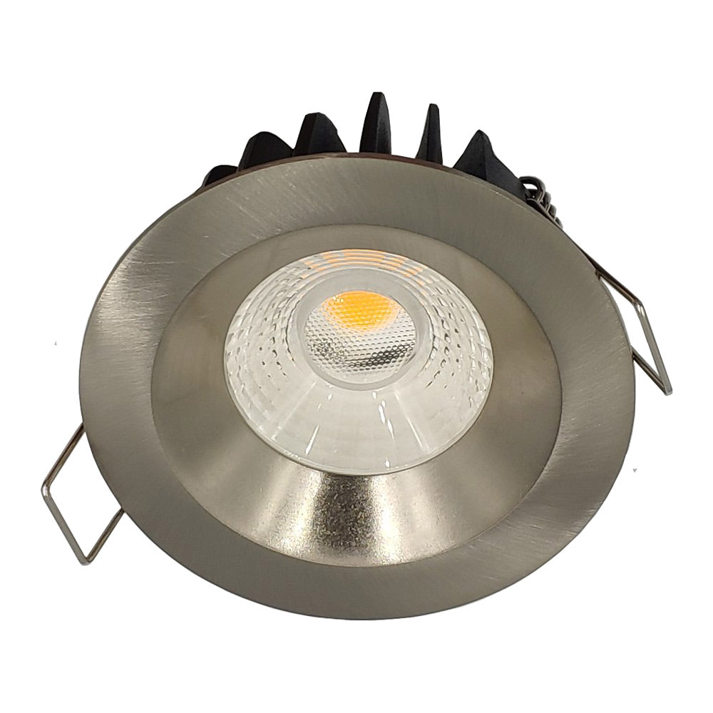 Mega LED - LED Downlight - 7W, 600 Lumens, Warm White 3000K, Aluminum Housing, Satin Inox Trim, 10-30V DC (VOULA-BG)