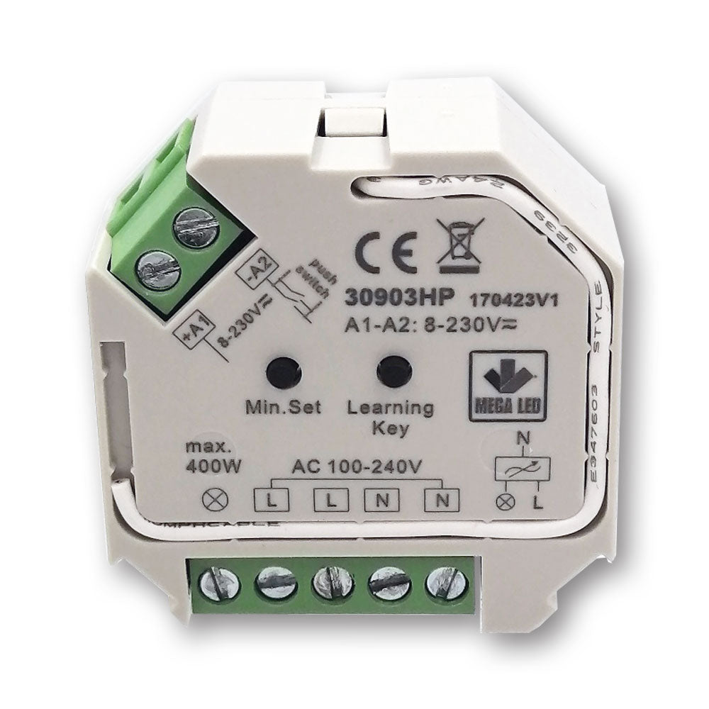Mega LED - RF Wireless Dimmer - Remote Controlled, Triac & Mosfet Dimmer For Up To 400W (30903-HP)