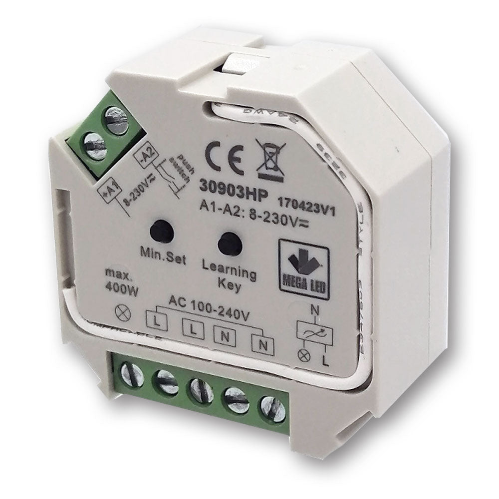 Mega LED - RF Wireless Dimmer - Remote Controlled, Triac & Mosfet Dimmer For Up To 400W (30903-HP)