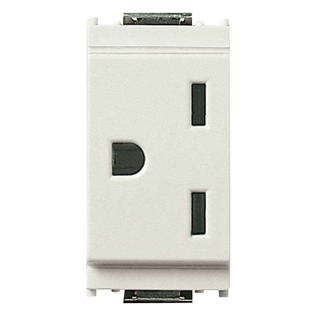 Vimar Idea 2P+E USA Socket Outlet, 15A, 250V, IP20, Flush Mount, Screw Terminal, Halogen-Free Thermoplastic