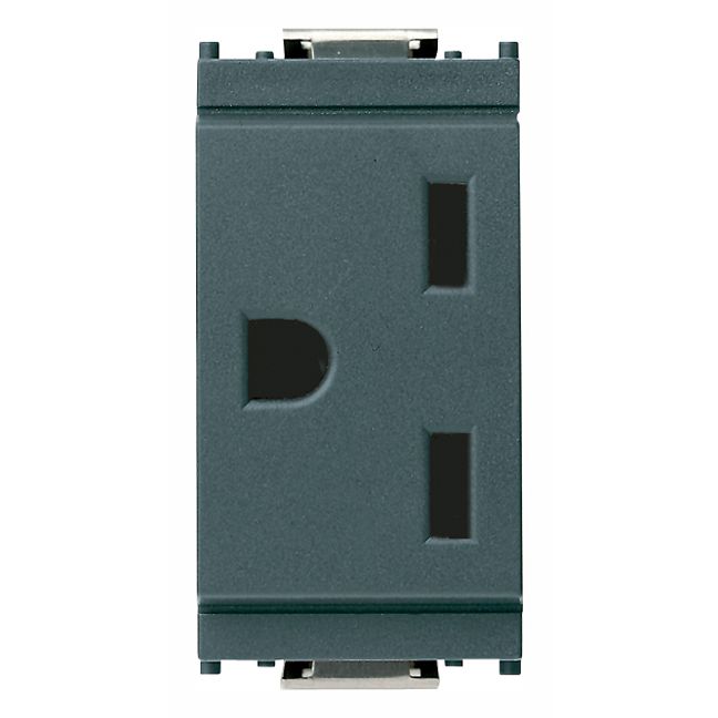 Vimar Idea 2P+E USA Socket Outlet, 15A, 250V, IP20, Flush Mount, Screw Terminal, Halogen-Free Thermoplastic