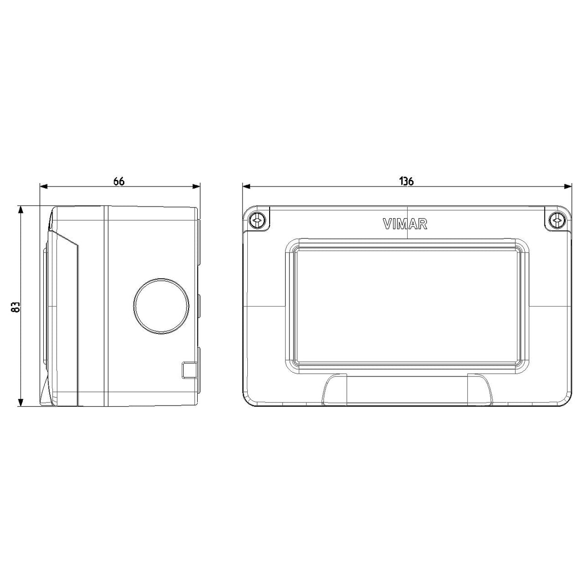 Vimar IP55 4-Module Surface Enclosure, For Eikon/Arké/Plana