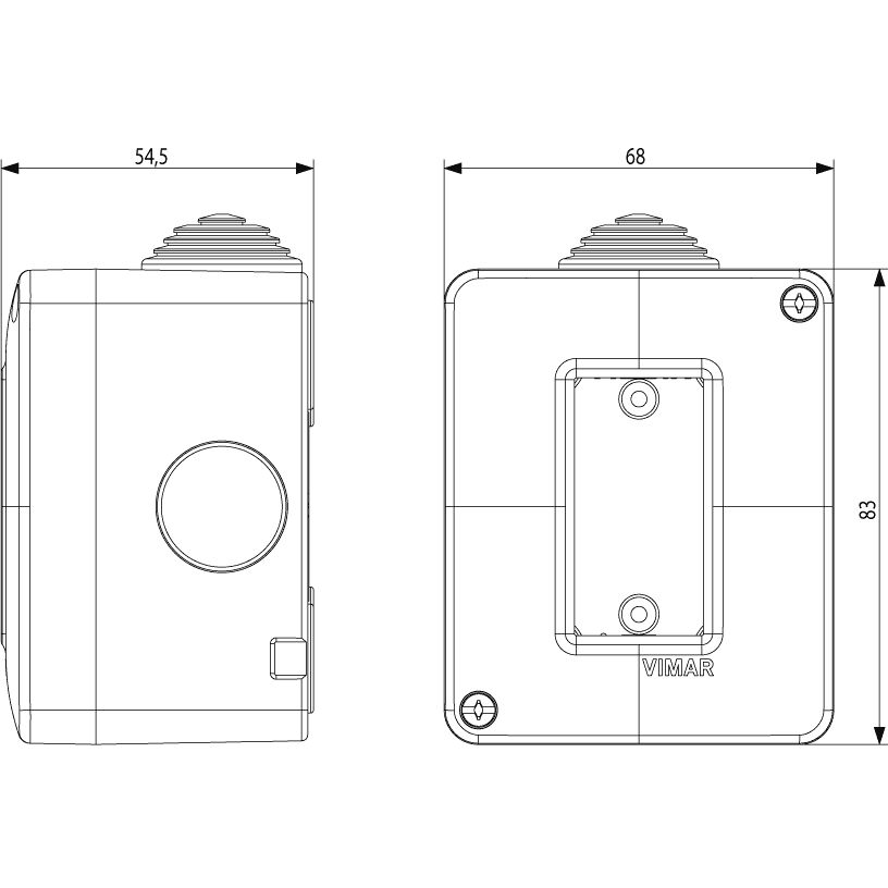 Vimar Isoset IP40 1-Module Surface Enclosure, For Eikon and Plana, Grey