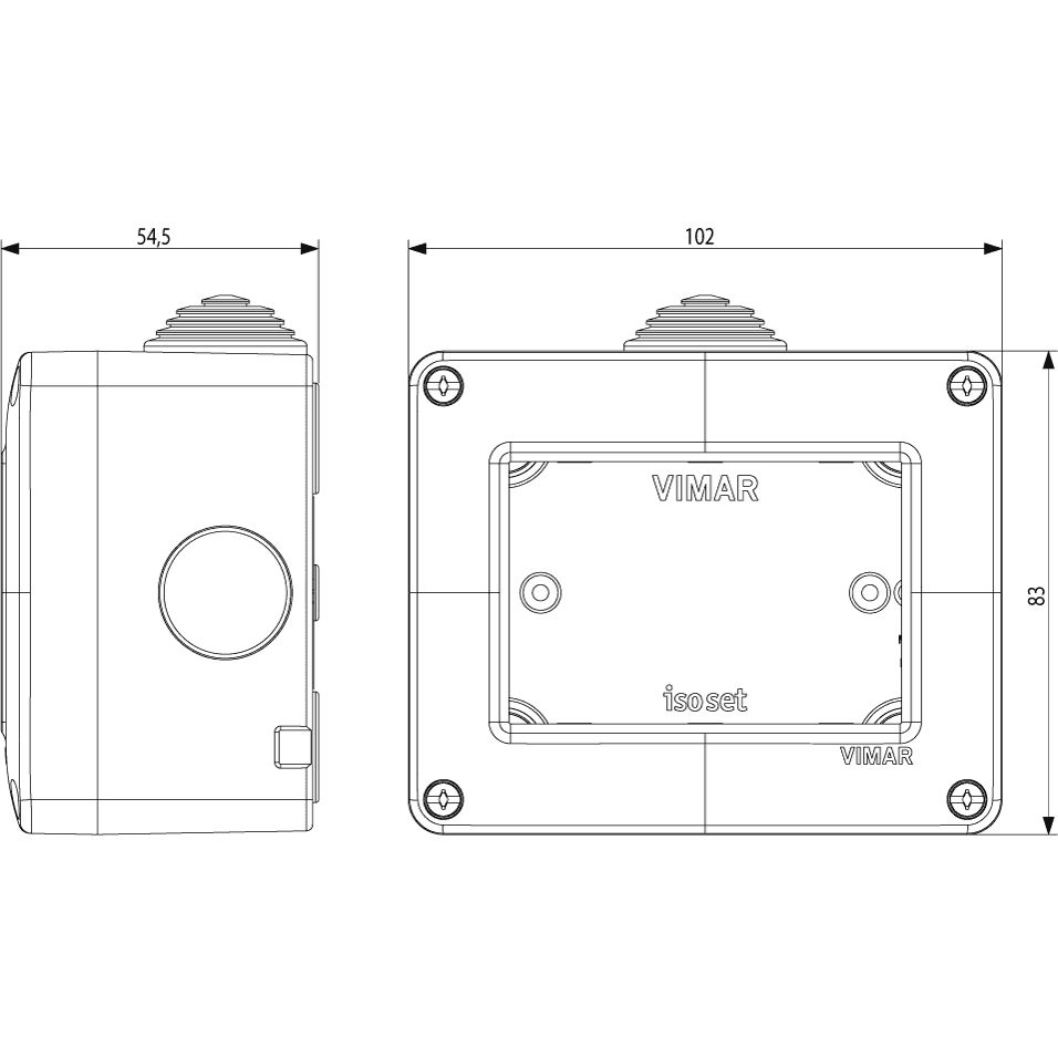 Vimar Isoset 3-Module Surface Enclosure, For Eikon & Plana, IP40