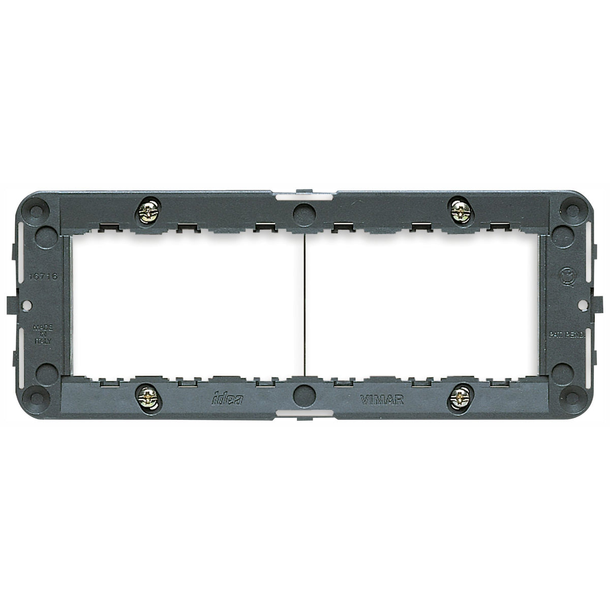 Vimar IDEA 6-Module Mounting Frame, For 6/7-Module Boxes, 60 x 172mm, With Screws, Grey Thermoplastic