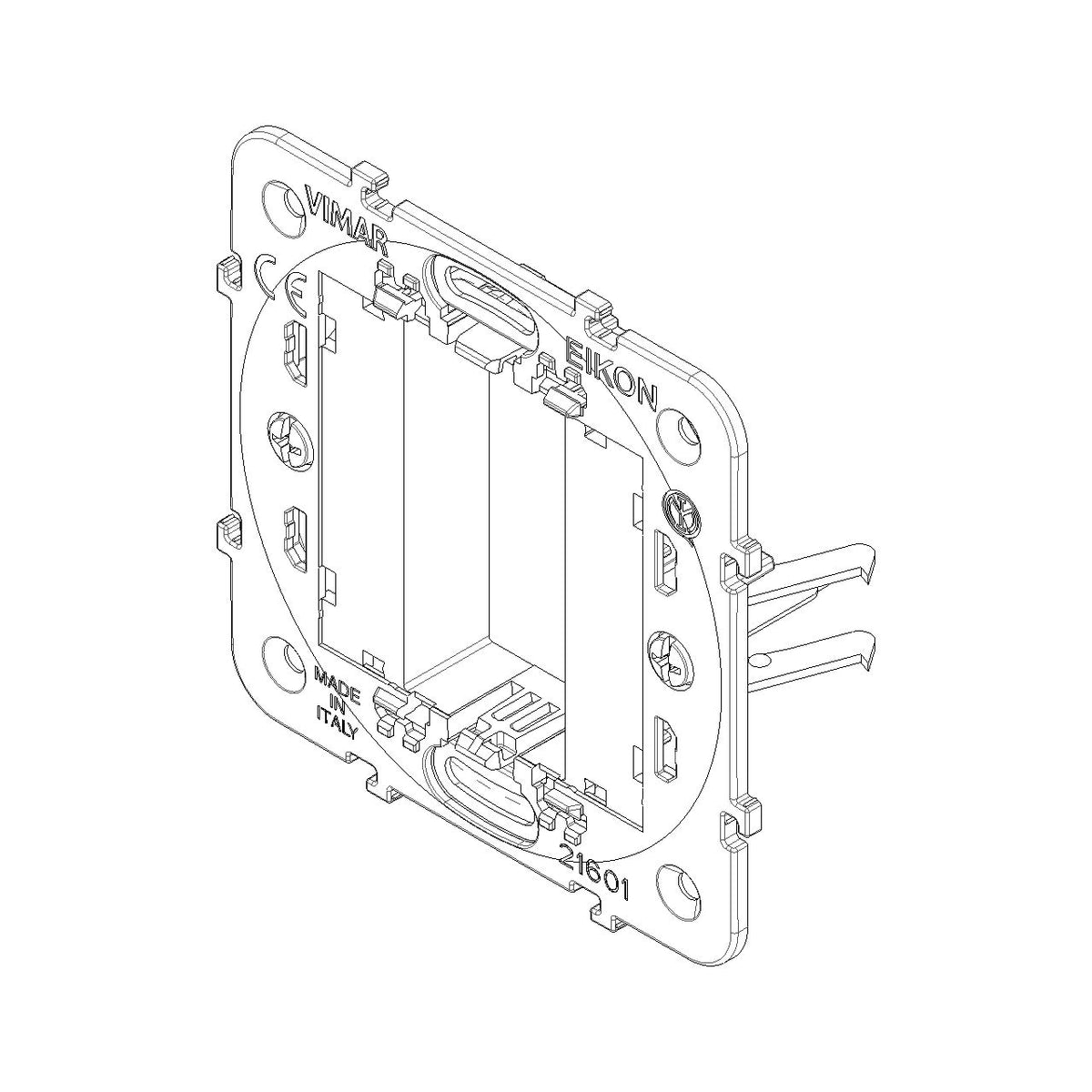 Vimar Eikon Mounting Frame, 1M, Claws, 60 mm Round Box, Flush-Mount