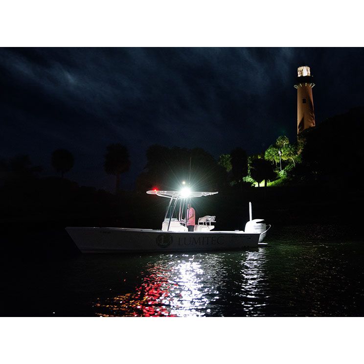 Lumitec Caprera3 Bracket-Mount LED Flood Light, Spectrum Halo, White Housing, 1200 Lumens, IP67, 12/24VDC