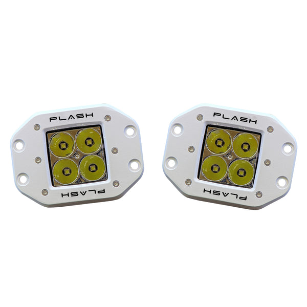 Plash - LED Cube Spotlight - White, 40W, 9-36V, IP68, Flush Mounted (40-FL-FM-WHT)