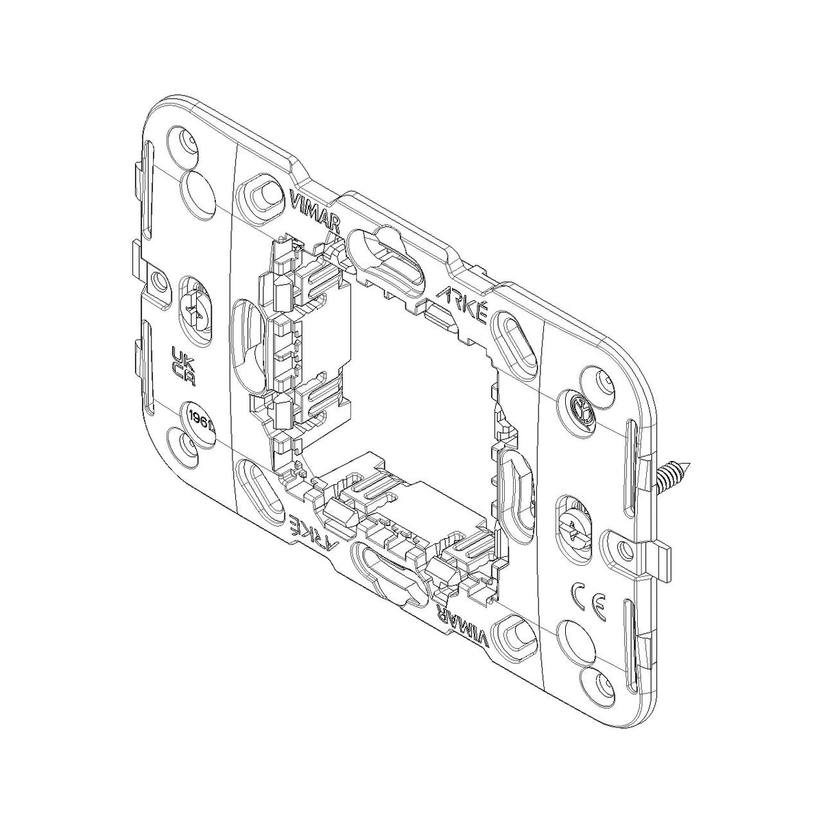 Vimar Arké 2-Central-Module Mounting Frame With Screws, For 60 mm or 56x56 mm Mounting Boxes