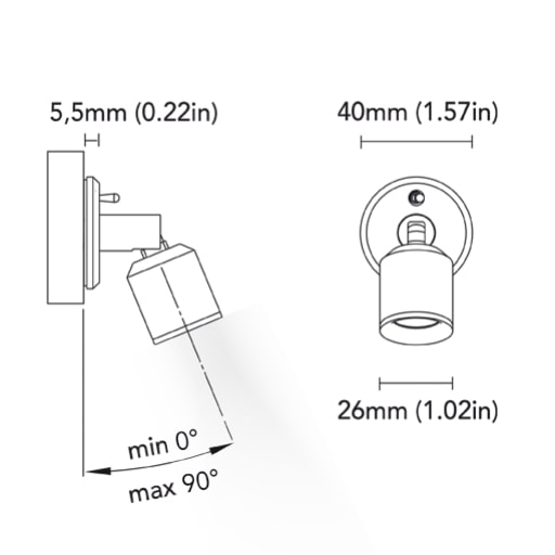 BCM - Arizona Reading Light - 1.5W, 3000K, 8-32V, IP40, Warm White, Chrome, 100Lm (BCM2185K-I-3)