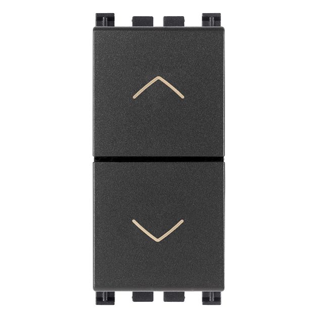 Vimar Arké Two-Button 2-Way Switch, 2P, 10AX 250V, 6 Terminals, Directional Arrows, Central OFF Position