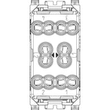 Vimar Arké Two-Button 2-Way Switch, 2P, 10AX 250V, 6 Terminals, Directional Arrows, Central OFF Position