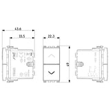 Vimar Arké Two-Button 2-Way Switch, 2P, 10AX 250V, 6 Terminals, Directional Arrows, Central OFF Position