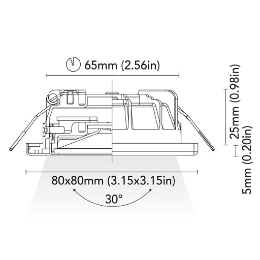 BCM - Daytona 80 Downlight - 2W, 3000K Warm White, 8-32V, IP66, 191Lm
