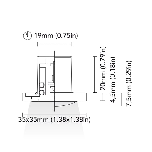 BCM - Nevada 35 Courtesy Light - 0.5W, 3000K Warm White, 8-32V, IP66