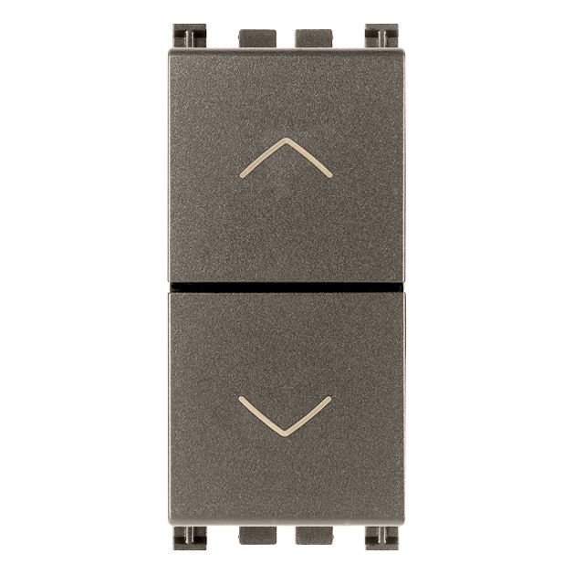 Vimar Arké Two-Button 2-Way Switch, 2P, 10AX 250V, 6 Terminals, Directional Arrows, Central OFF Position
