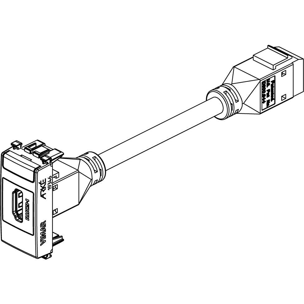 Vimar Arké HDMI 2.1b Outlet, IP20, Keystone Fixing, Flush Mount