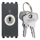 Vimar Eikon Key-Operated Push Button, 2P NO, 16A, 250V, IP40, Key Removable in OFF Position Only