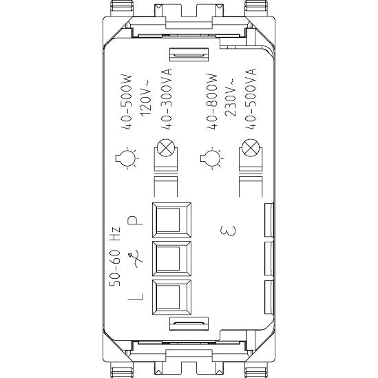 Vimar Eikon Master Dimmer, 120-230V, 40-800W, NO Push Button Control, TRIAC