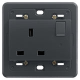 Vimar Eikon SICURY Switched English Standard Socket Outlet, 2P+E, 13A 250V, IP20, 3-Module Mounting Frame, Indicator Unit