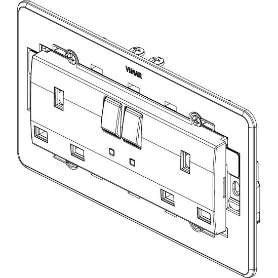 Vimar Eikon Two-Switch British Standard Socket Outlet, 2 x 13A, 250V, 5-Module, IP20
